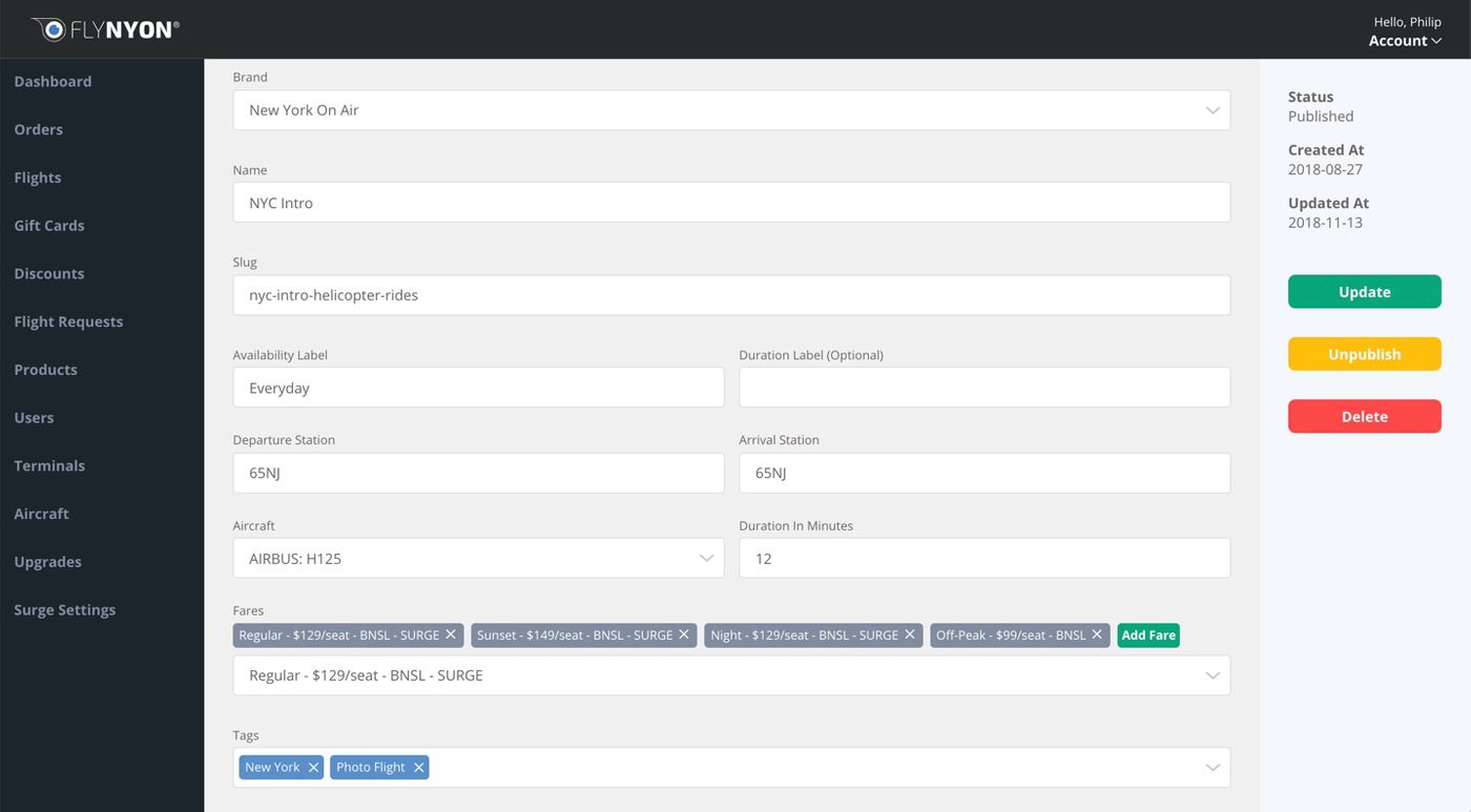 NYON Dash Product Form